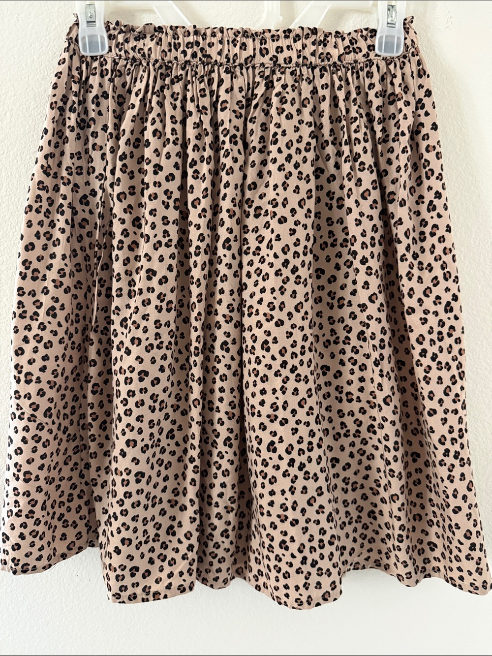 H&M Beige Leopard Print Skater Skirt